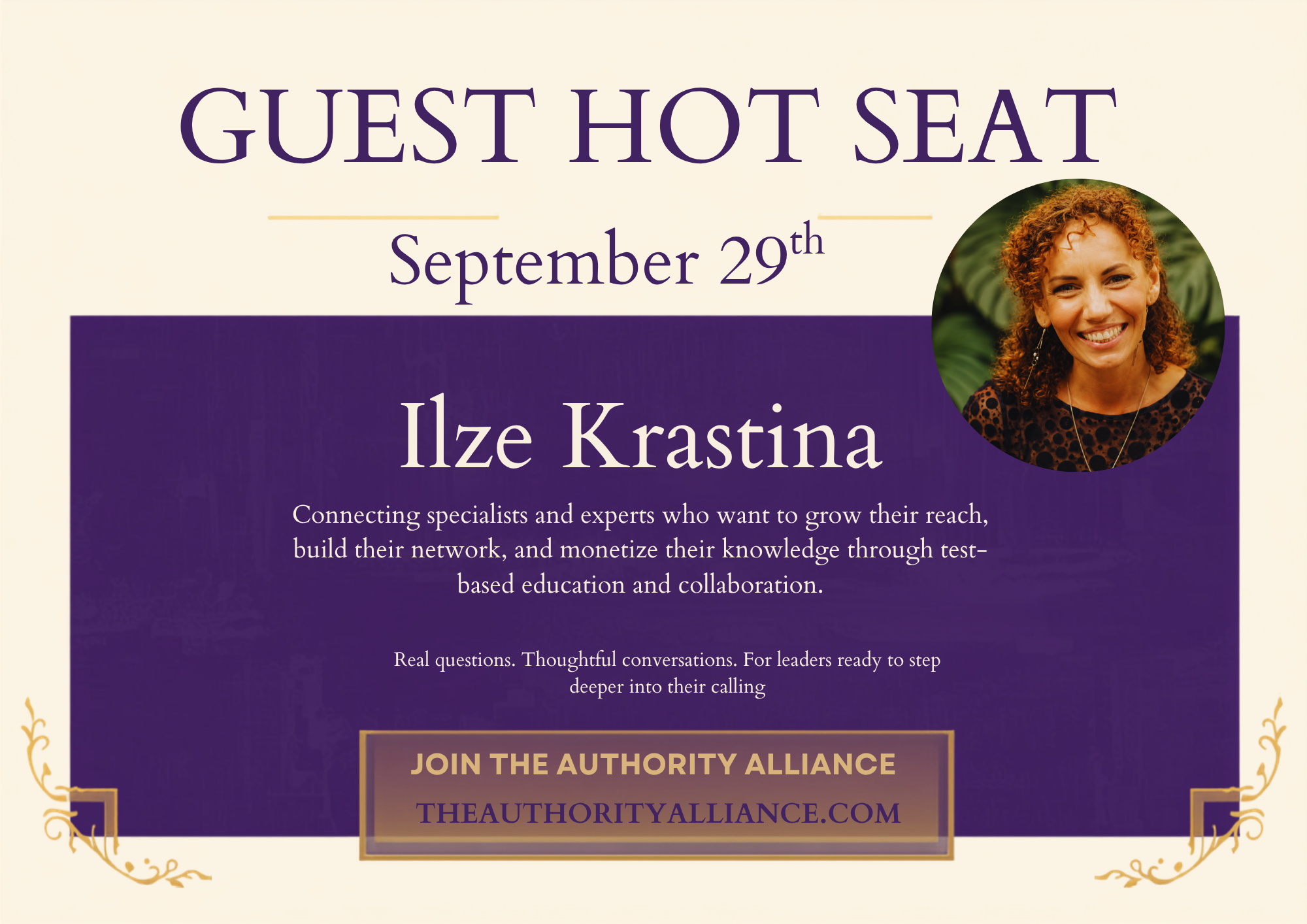 Guest Hot Seat with Ilze Krastiņa, September 29th, at The Authority Alliance